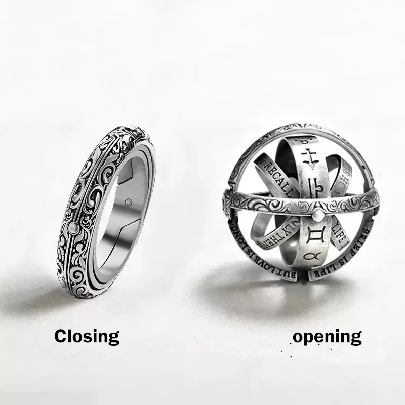 

Vintage Astronomical Ball Rings For Women Men Creative Complex Rotating Cosmic Finger Ring Jewelry jz516