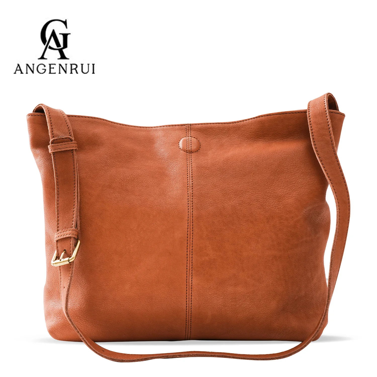 Женская сумка-мешок из натуральной воловьей кожи