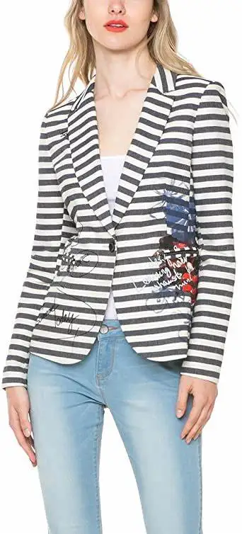 

2022 new Women's Spanish fashion print striped blazer