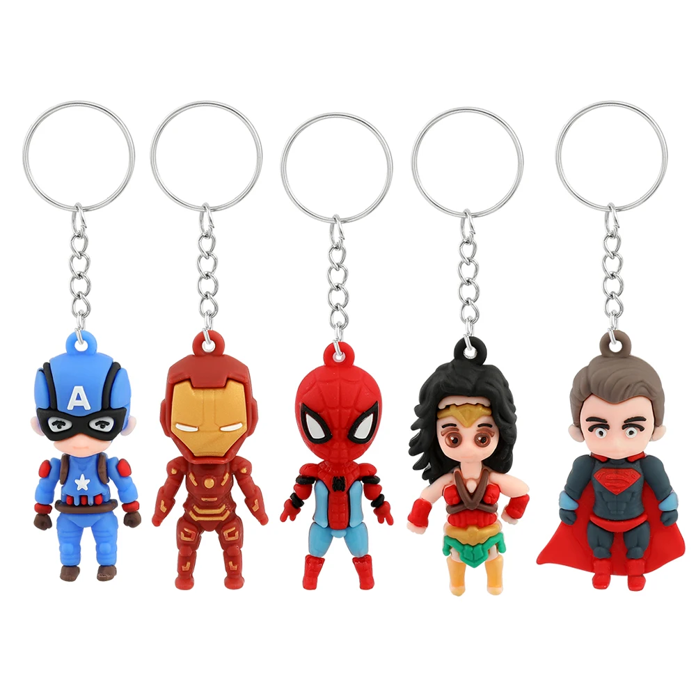 

Cute Marvel Superhero Spiderman Iron Man Keychain Avengers Car Keys Accessories Cartoon Keychain for Backpack Decoration