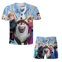 3d frozen movie print t shirt set for boys and girlsthe latest summer 2022 disney tracksuit for kids outfitssuit for teenagers