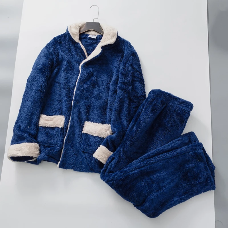 Осенне-зимние мужские костюмы из шерсти утепленные теплые пижамы модные