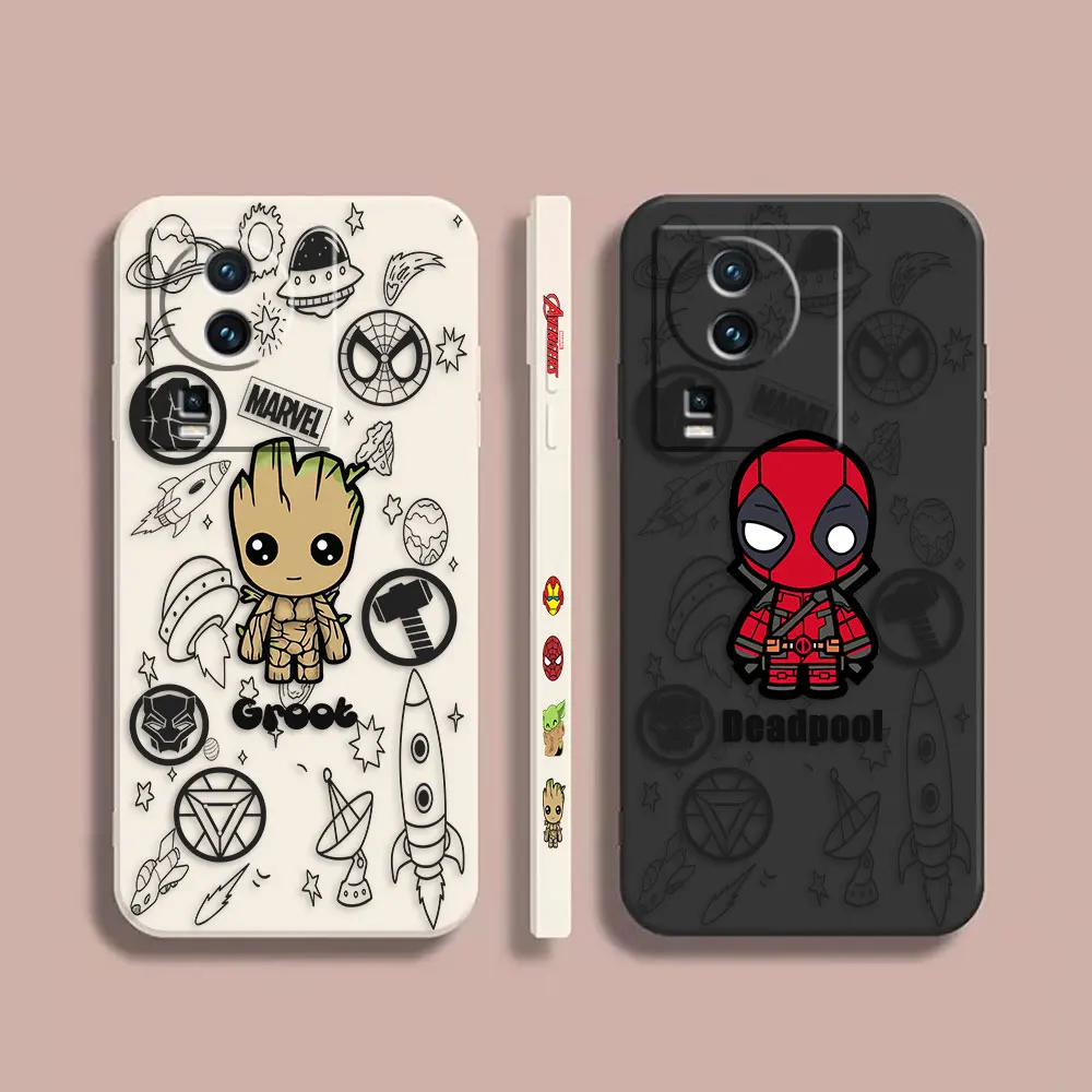 

Case For VIVO IQOO 5 7 8 9 10 11 Pro 5G Z3 Z5 Z6 Z7 NEO3 5 5S 6 7 Colour Simple Liquid Silicone Case Cartoon Groot Deadpool