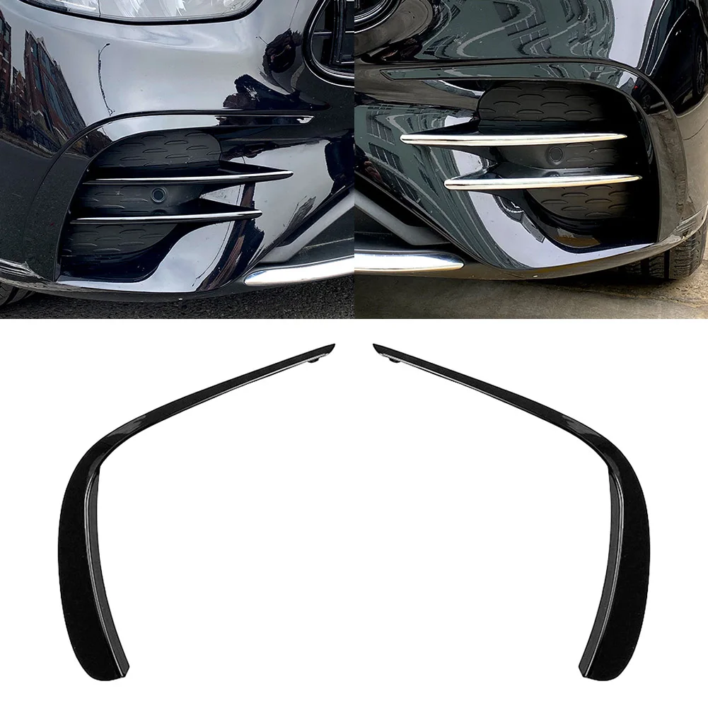 

2 шт. для 2021 Mercedes Benz E Class W213 E260 E300 E53 автомобильный передний бампер, разветвитель для губ, спойлер, декоративная отделка, углеродный/глянцевый черный