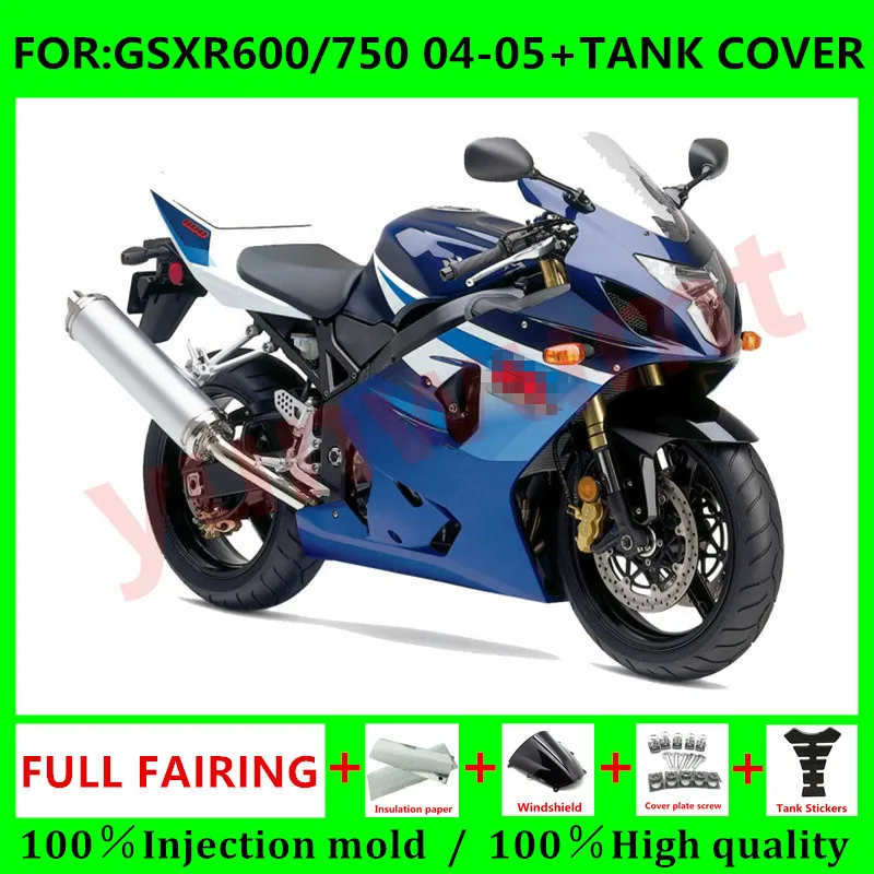 

New ABS Motorcycle + tank cover fairing For Suzuki GSXR600 GSXR750 GSXR 600 750 K4 2004 2005 04 05 Fairings kit set blue yellow