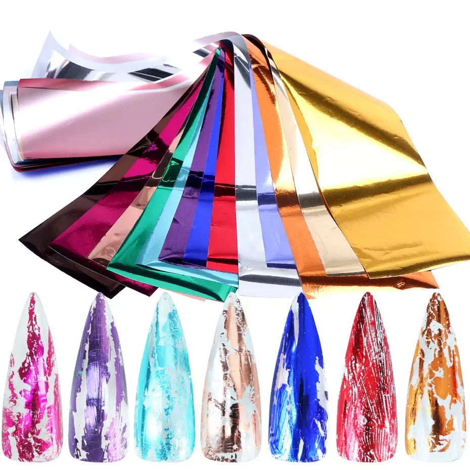 

Новинка, алюминиевая зеркальная Фольга для ногтей, переводные наклейки, металлические розы, фотообои, бумажные обертки, хлопья для маникюра...