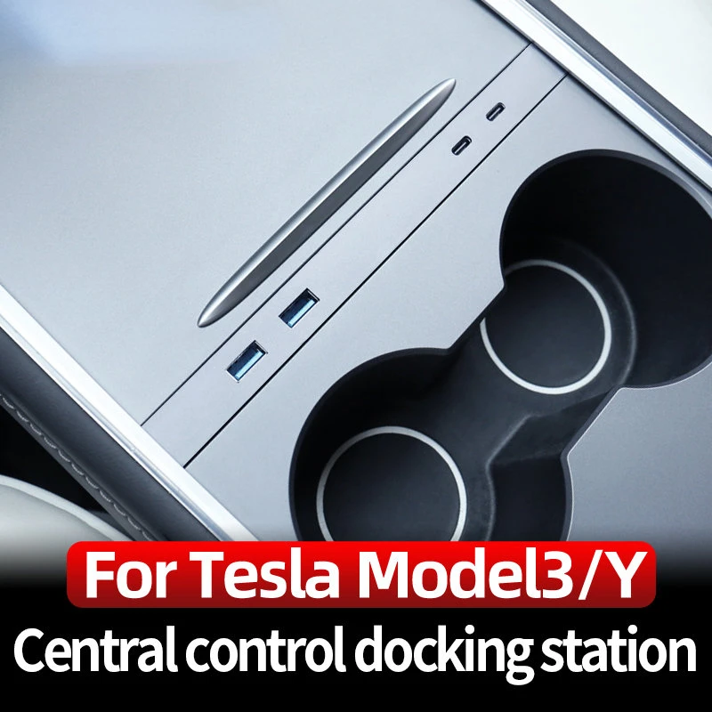 

For Tesla 2021-2022 Model 3 Model Y 27w Car Docking Station Central Control USB Converter Interior Decoration Refit Accessories