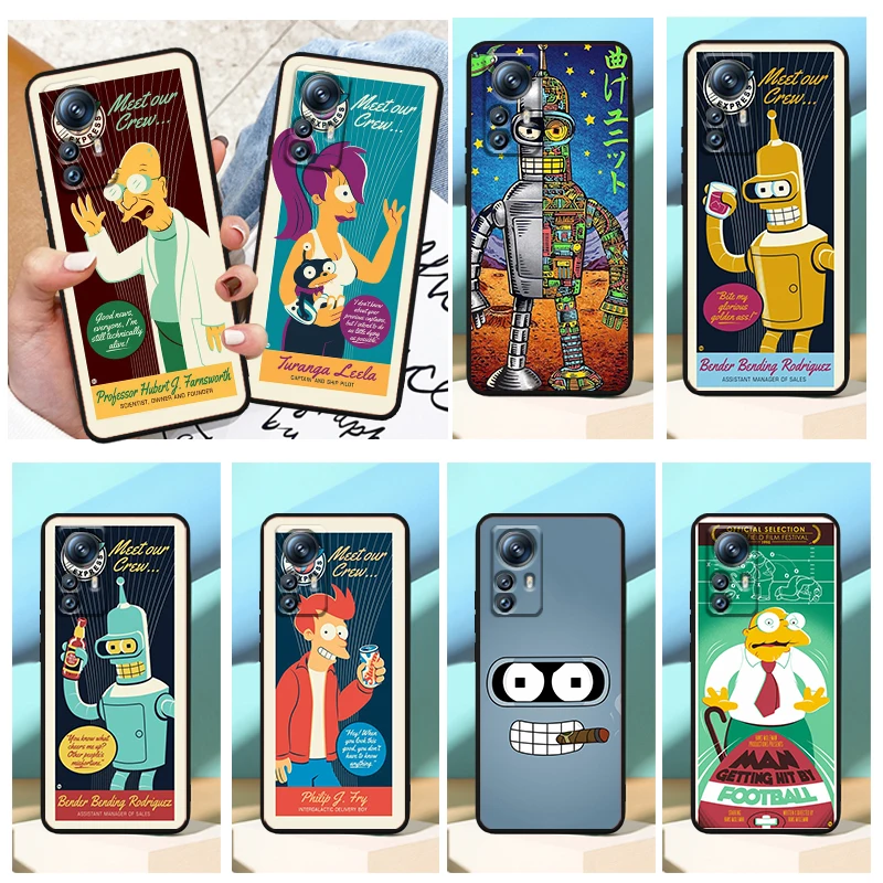 

Disney Futurama Bender Phone Case For Xiaomi Mi 12X 12 11 11T 11i 10T 10 Pro Lite Ultra 5G 9T 9SE A3 4G Fundas Black Soft