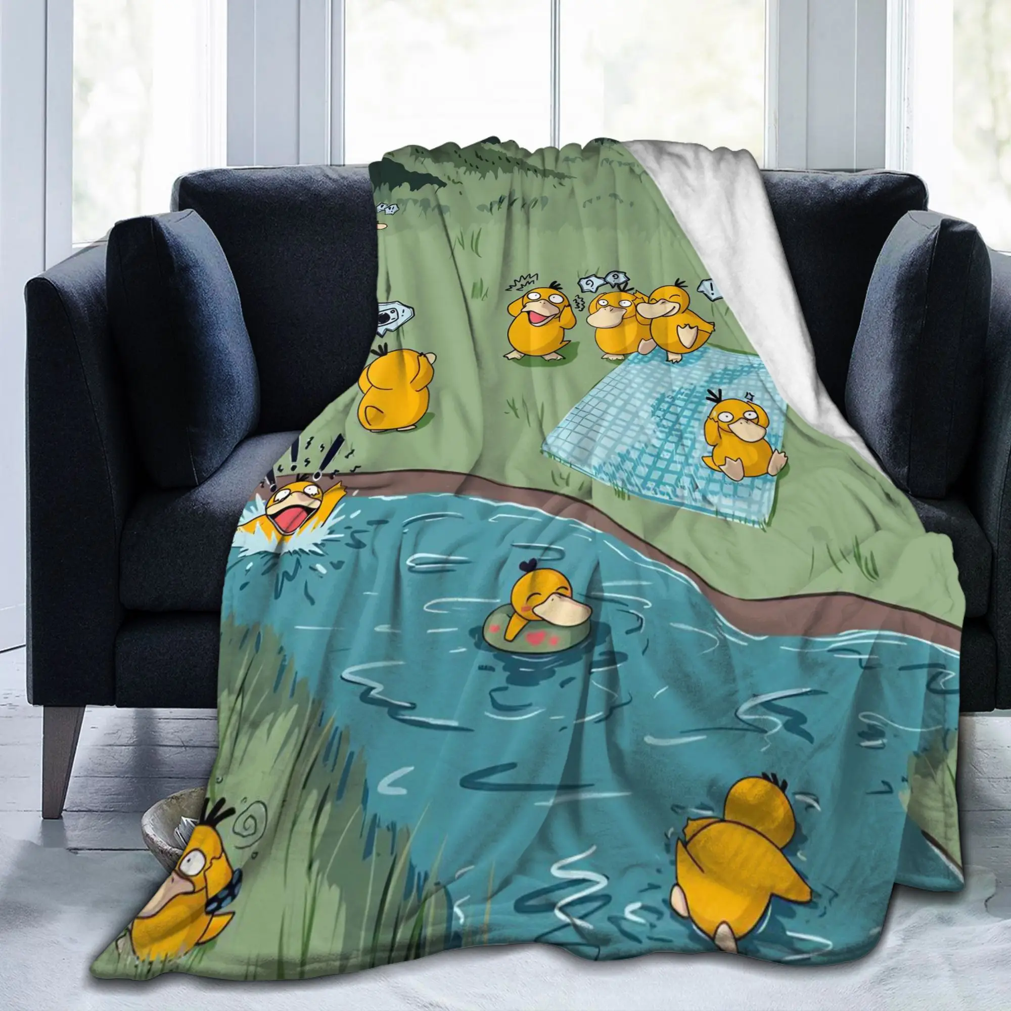 Одеяло P-Pokemons Psyduck, коралловое флисовое плюшевое осенне-зимнее супермягкое одеяло для постельного белья, постельные принадлежности для спальни, пледы (art.: 3920d2d1fc094) - 3920d2d1fc094