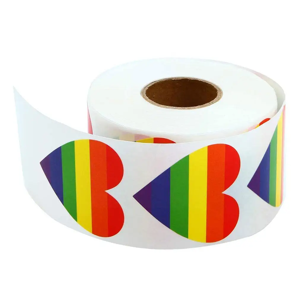 

1/1.5 дюймов, наклейки на тему любви, радуга, сердце, лента, наклейки, цветные листы/рулон 500, книга, 6 наклеек, сердца, полосатые I5Q6