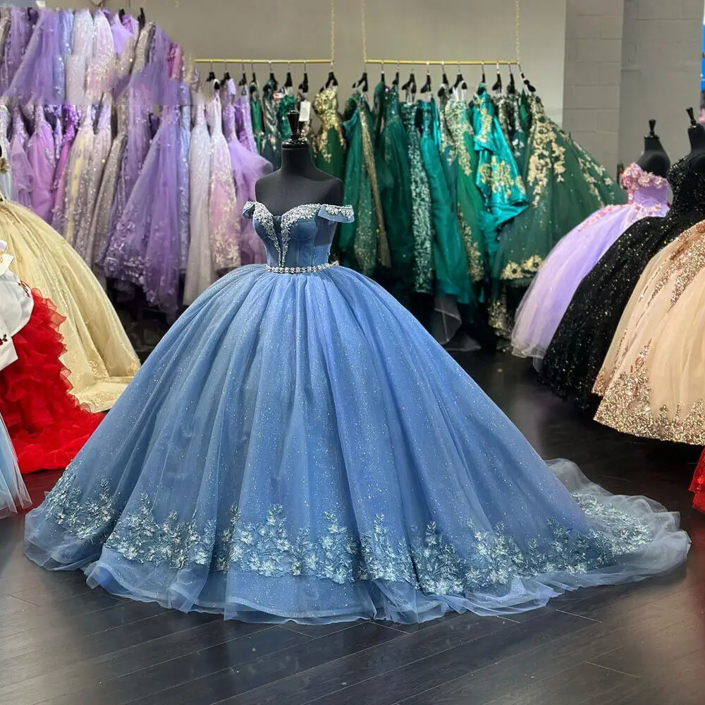 

ANGELSBRIDEP небесно-голубые платья Quinceanera бальное платье на день рождения с аппликацией на шнуровке милые принцессы 15 16 летний Стиль Новое
