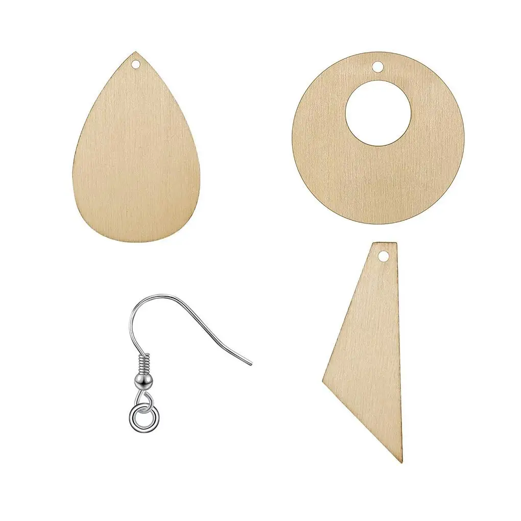 

Wood Earring Pendant Set Accessories Jewelry Making European Style Decoration DIY Gift Smooth Unfinished With Hooks Rings Crafts