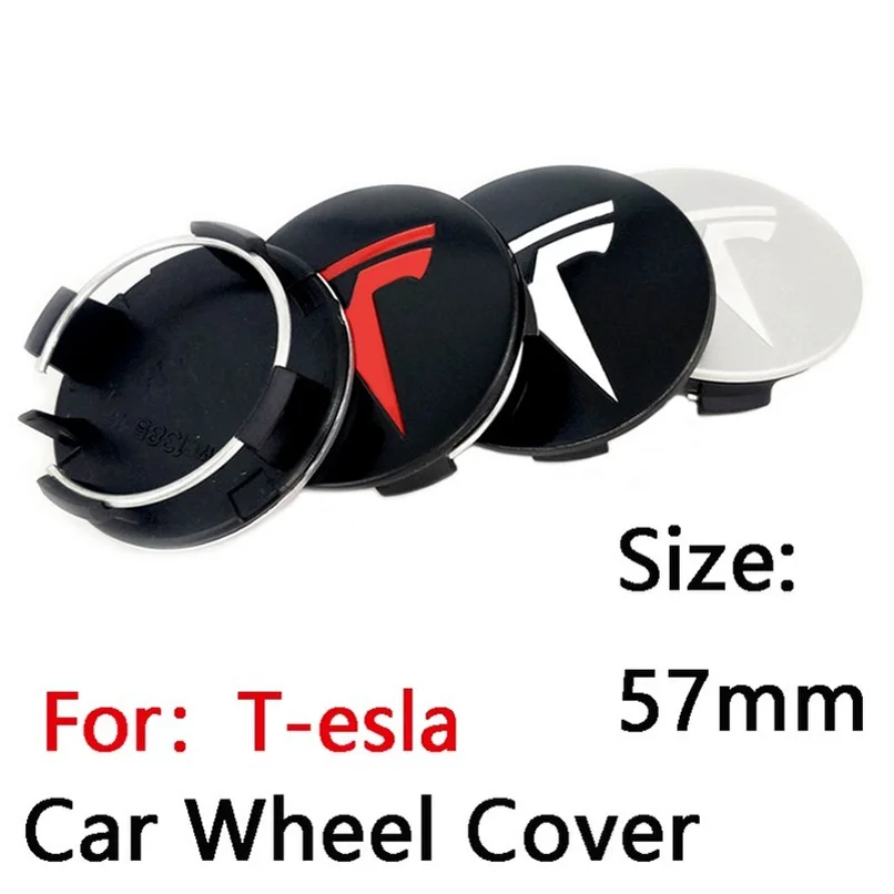 

4pcs 56/57 Mm Car Hubcaps Wheel Covers For Tesla Model S X 3 Y Roadster Accessories Center Cap For Rims AutoTyre Hub Decoration
