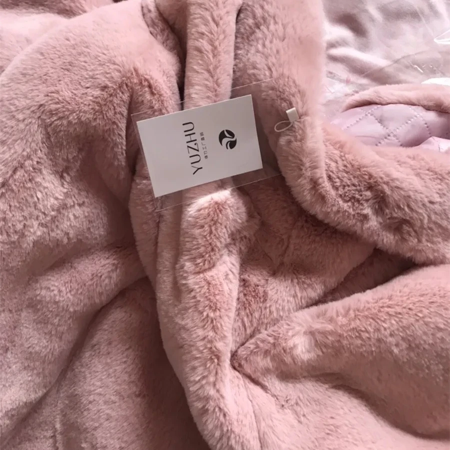 Winter Imitation Mink Faux Fur Coat Plush Long Coat Women Warm Thick Overcoat Furry Soft Cotton Padd Stand Collar Loose Jackets