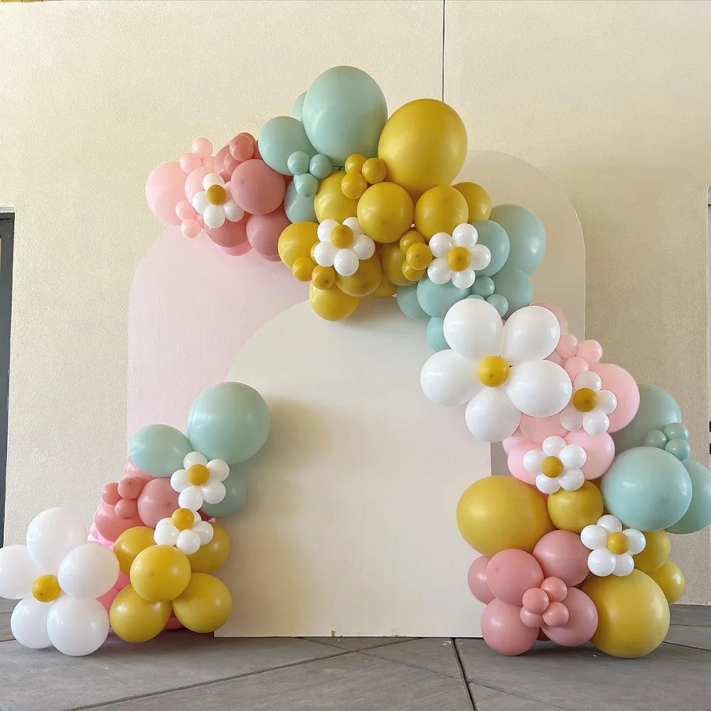 

White Daisy Balloon Garland Arch Kit Lemon Yellow Latex Balloons Summer Girls Birthday Baby Shower Wedding Party Decor Supplies