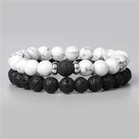hot 2pcsset beads bracelet men natural stone bracelet onyx tiger eye bracelets for women yoga beaded jewelry men charm bangle