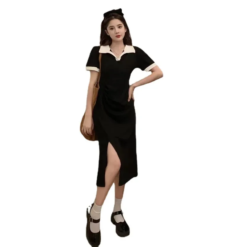Новинка платье с воротником-поло женская одежда лето 2024 дизайн лацканы