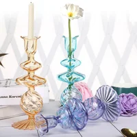 Decor Home Glass Vase Candle Holder Clear Flower Vase Room Decor Wedding Decoration Hydroponic Plants Modern Creative Gift