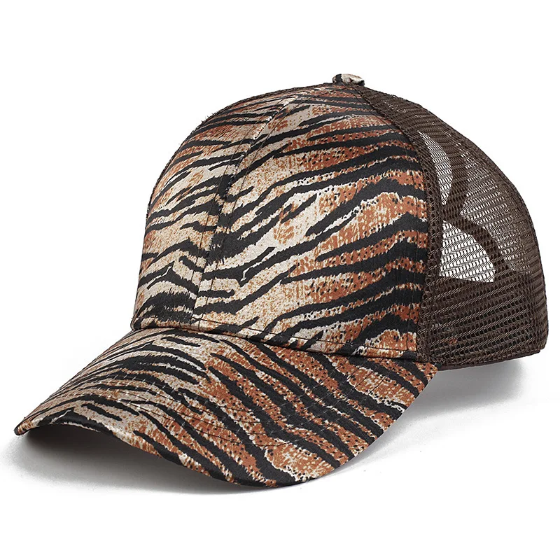 

Man Women Summer Sun Protection Leopard Print Tiger Stripes Mesh Breathable Hip Hop Caps Personality Baseball Net Hat Sunhat