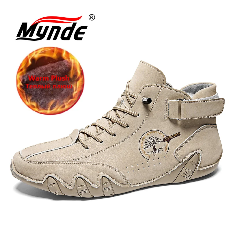 

Brand Winter Men's Boots Plush Warm Men's Snow Boots Luxury Men's Leather Boots Autumn Outdoor Men Motorcycle Boots Work Boots