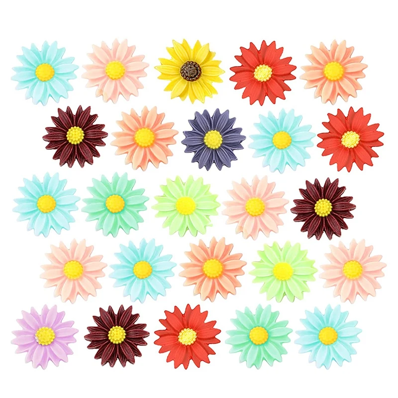 

30Pcs Push Pin Flowers, Thumbtacks Decorative Daisy With Many Colours, Push Pins For Drawing Paper And Cork Foam Paper