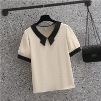 big size summer woman t shirt loose short sleeve solid slim tshirts female fat mm plus size women clothing large size sweet tops