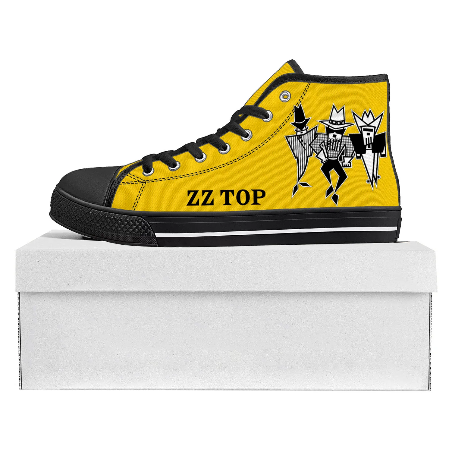 ZZ Top Hard Rock Band Fashion Popular High Top High Quality Sneakers Mens Womens Teenager Canvas Sneaker Couple Shoe Custom Shoe