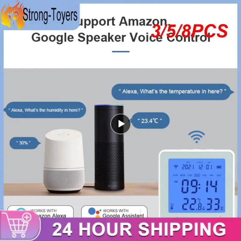 

3/5/8PCS Indoor Low Power Wireless Backlight Alarm Mini Alarm Clock App Push Temperature And Humidity Sensor Tuya