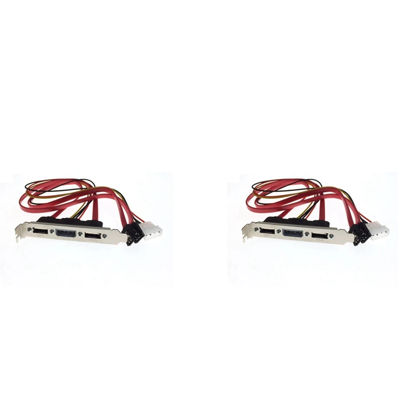 2X PC DIY SATA To ESATA And 4Pin IDE Molex Power PCI Bracket Slot Cable Full-Height Profile For External Hard Drive