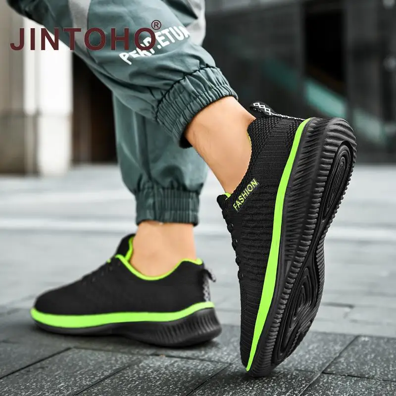 Кроссовки JINTOHO Мужские дышащие Повседневная модная обувь дешевые черные 2019 -