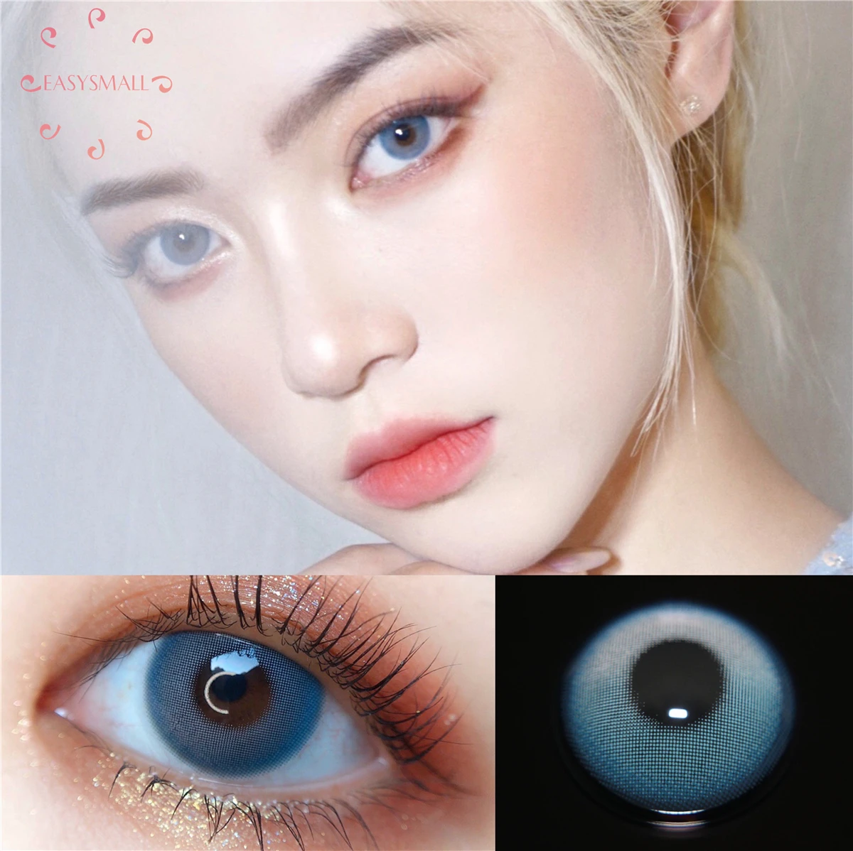 

Easysmall sunset blue unique High-end small beauty pupil for Eyes Colored Contact Lenses Cosmetic 2pcs/pair prescription myopia