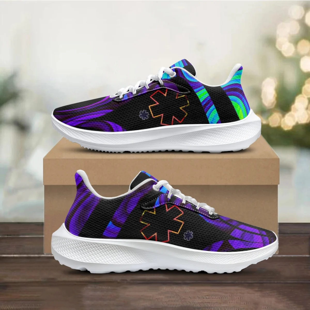 

Medical Nursing Pattern Platform Sneakers for Womens Fashion Casual Running Shoes Breathable Lace Up Sport Walking Tennis Shoes