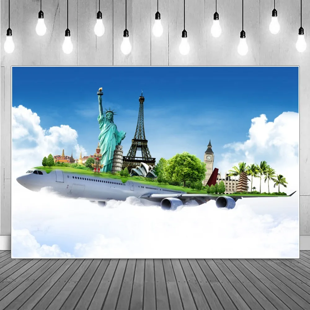 

Airplane Trave Scenic Spots Sets Birthday Party Photoshoot Backdrops Sign Collection Statue of Liberty Photography Backgrounds