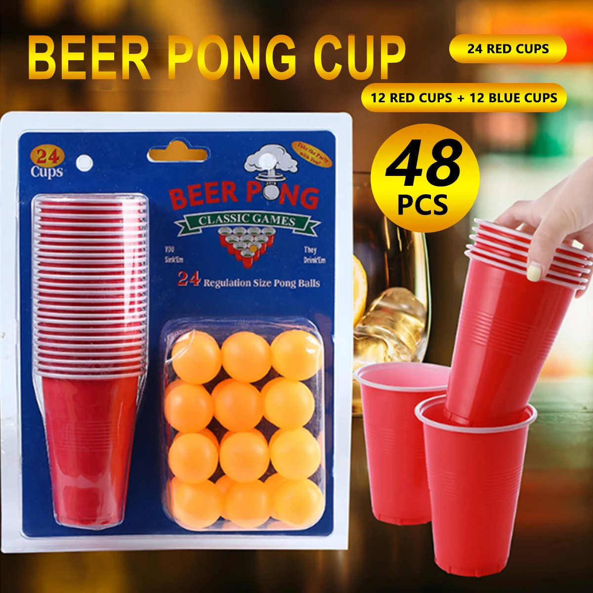 Набор пластиковых стаканчиков для игры в пиво-понг 1 набор 24 шт. | Спорт и