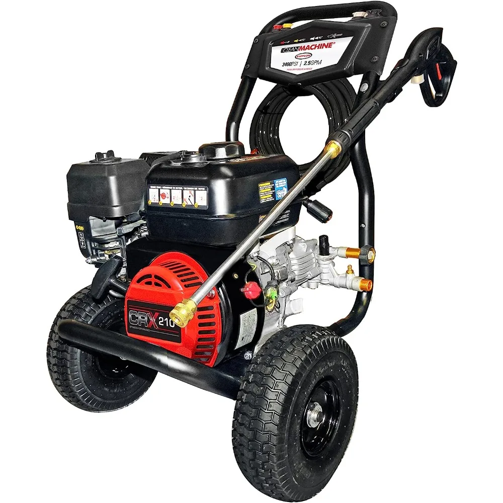 

Clean Machine 3400 PSI Gas Pressure Washer, 2.5 GPM, Includes Spray Gun and Wand, 4 QC Nozzle Tips, 5/16-in. x 25-ft