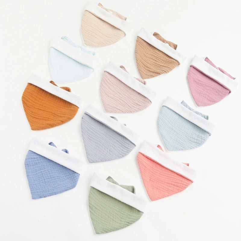 Baby Burp Cloths Gauze Cotton Bib Adjustable 2-Step Snap Button Feeding Bibs Skin Friendly Nursing Bib High Absorbent