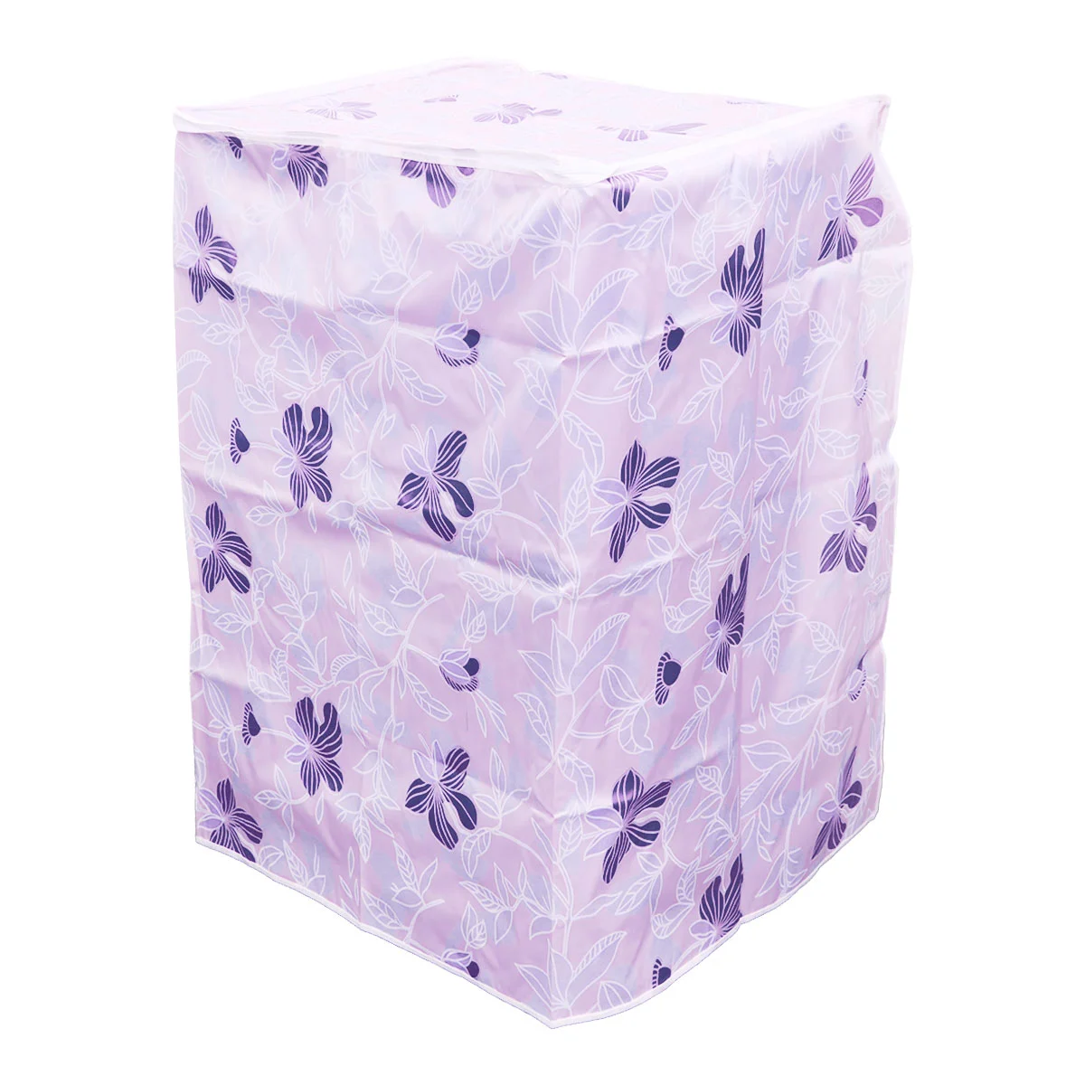 

1 PC Washing Machine Cover Polyester Satin Cloth Zippered Floral Washer Protector