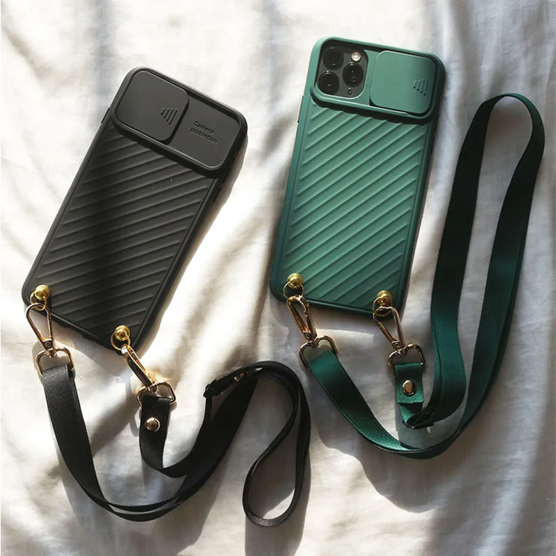 

Slide Camera Protect Chain Necklace Cell Phone Case With Lanyard Neck Strap Rope Cord For iPhone 13 Pro MAX 7 8 Plus X XS XR 11