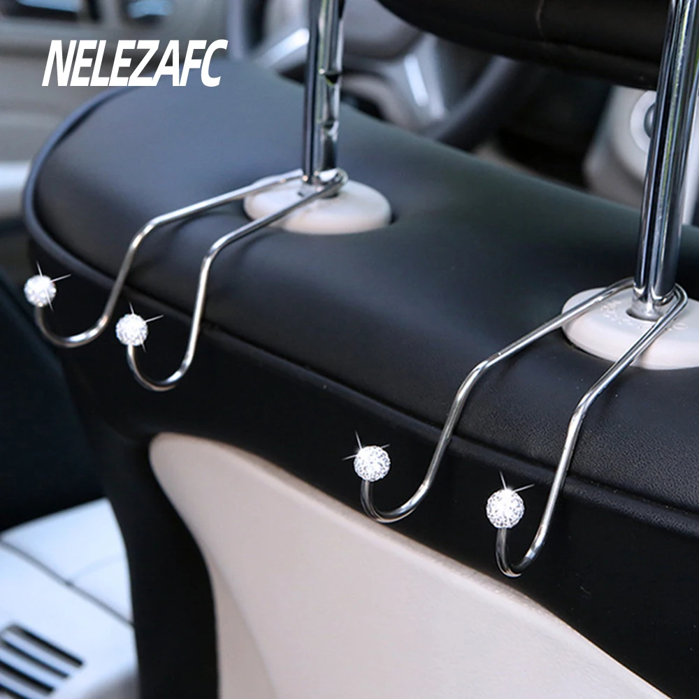 

2Pcs Seat Back Hook Organizers Diamond Universal Car Hangers Headrest Bag Rack Strong Durable Auto Backseat Storage Hooks