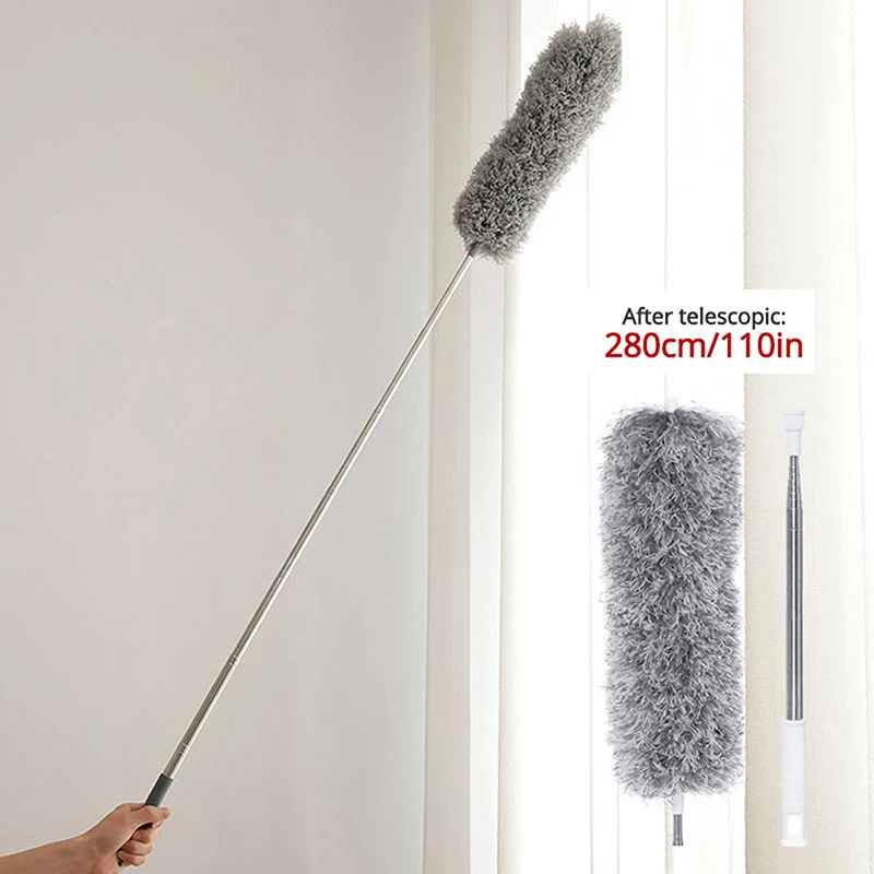 

Stainless Steel Retractable Dusters 280cm Microfiber Telescopic Rod Cleaning Brush Arbitrarily Bent Duster Household Cleaner