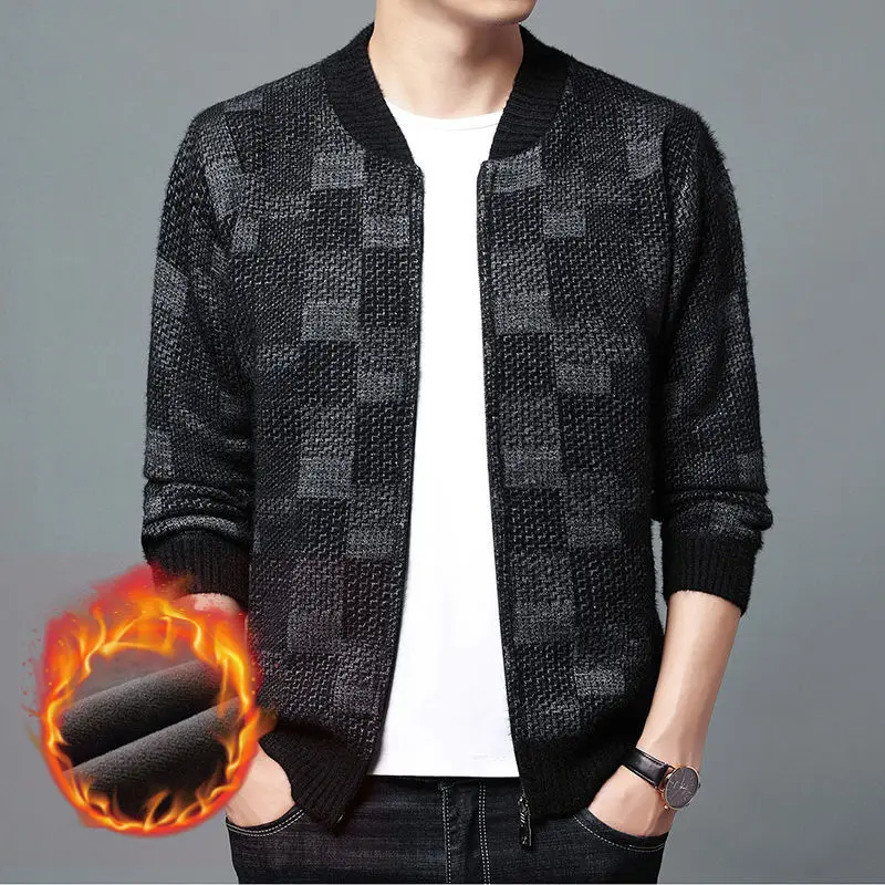 

2022 Autumn and Winter New Light Luxury Fashion Sweater Cardigan Men Knitted Sweater Loose Jacket Boutique Clothing H39