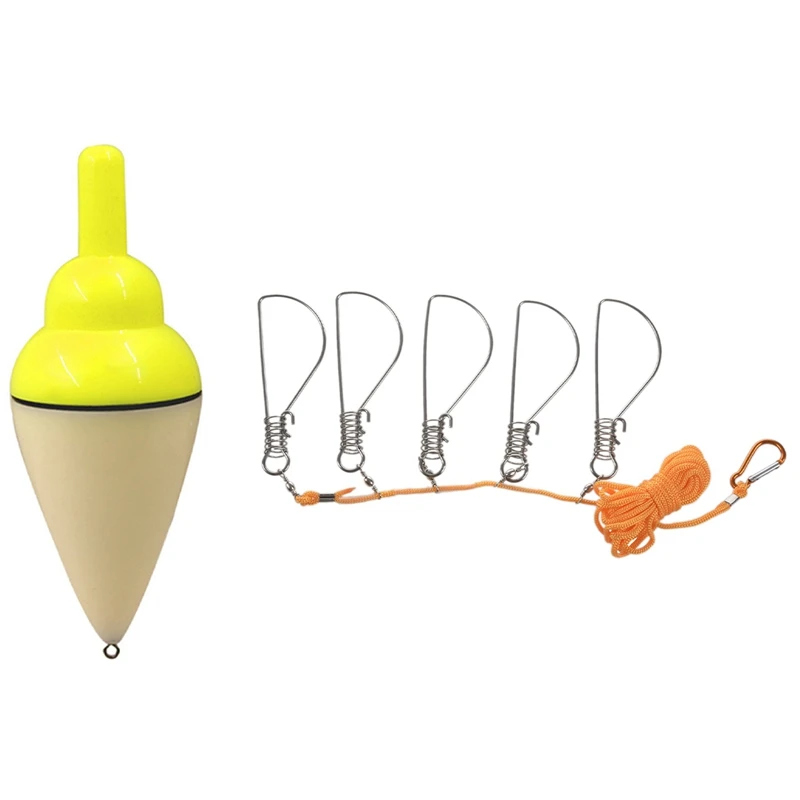 

New Hot 5M Fishing Lock Buckle Stainless Steel Live Fish Lock & Led Electronic Fishing Float Seawater Sea Rock Plastic