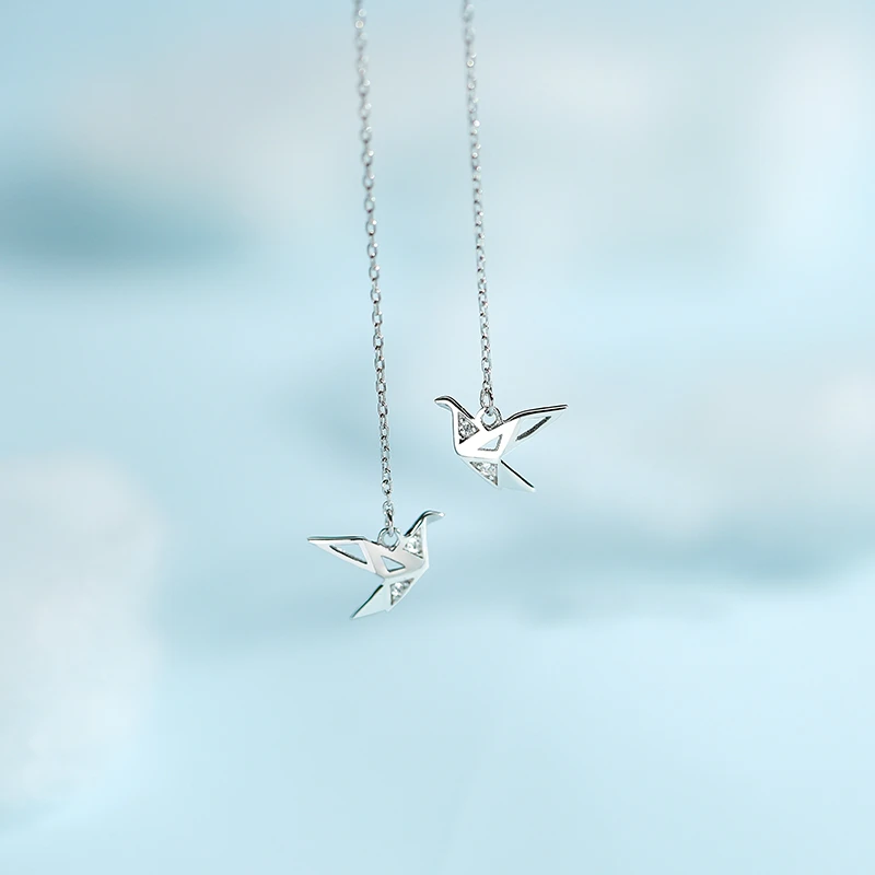 

New Design Cute Animal Bird Drop Earring Thousand Paper Crane Earring For Woman Girls Holiday Birthday Gift Jewelry