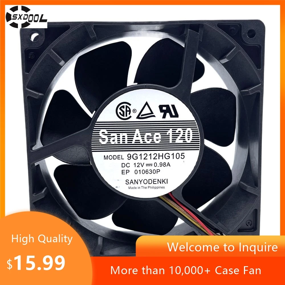 120 мм 12038 12 В 9G1212HG105 Серверный вентилятор с двумя шарикоподшипниками 120x120x38 высокий