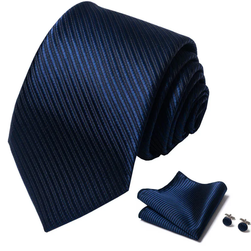 

High Quality 3pcs Sets Classic Plaid Floral 8cm Polyester Tie Handkerchief Cufflink Cravate Necktie Man Gift Accessories
