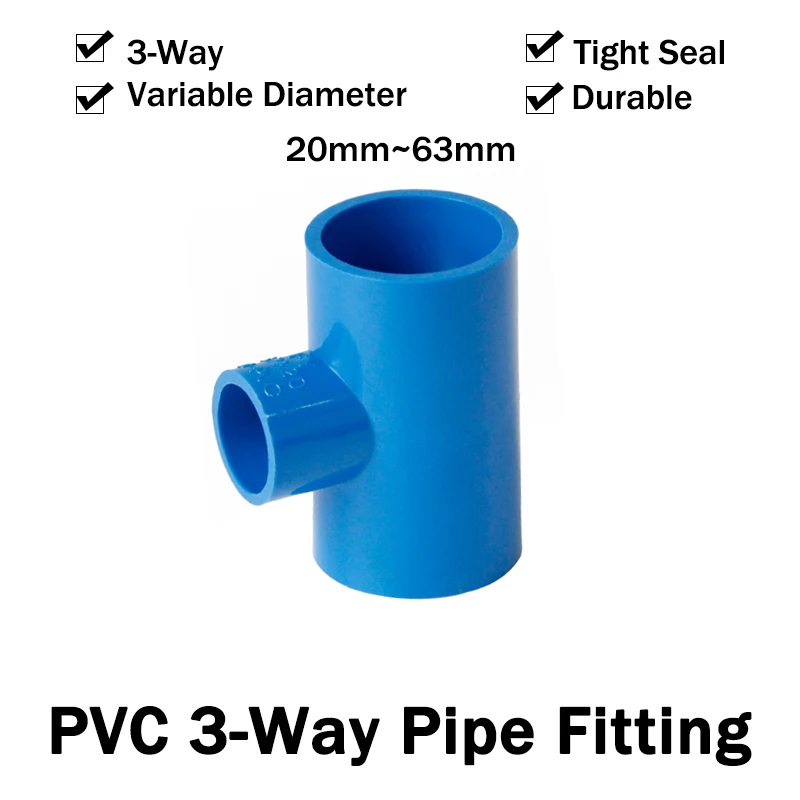 

PVC Water Pipe Fittings 3-Way 20~63mm Tee Inner Variable Diameter Connectors Plastic Joint Tube Coupler Adapter Garden Adapter