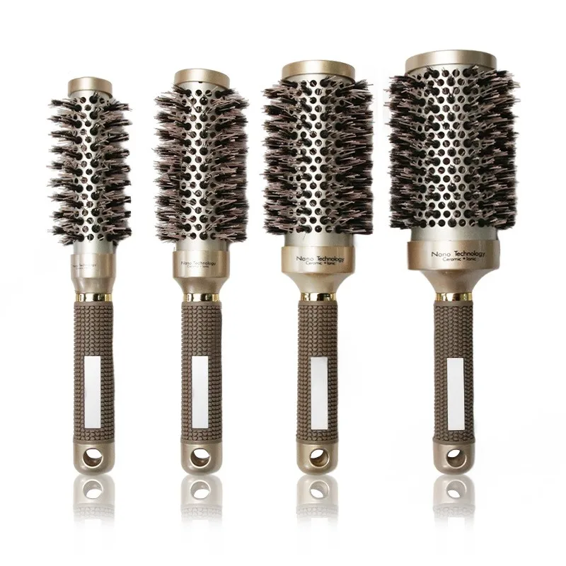 

Comb Hairbrush Bristle Hair+Nylon Aluminum Tube For Hair Dryer Brush Women's Hair Brush Hair Styling Comb Free Shipping