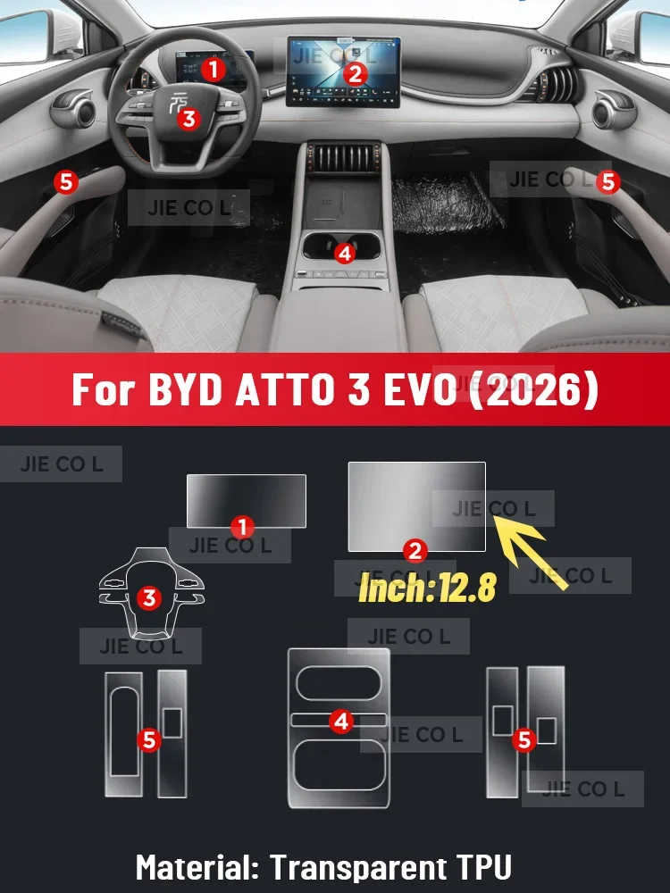 Фото Защитная пленка YMC для центрального экрана BYD ATTO 3 EVO 2026, прозрачная TPU пленка для навигации, защита от царапин, GPS-пленка №2