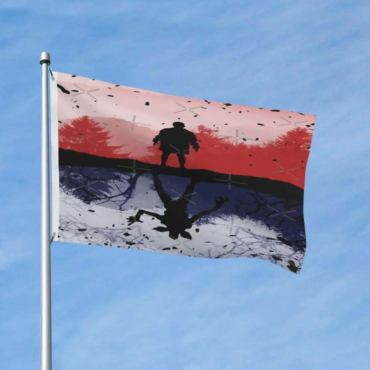 

Upside Down Flag Decor Polyester Material Indoor Vibrant Colors Flowy Delicate