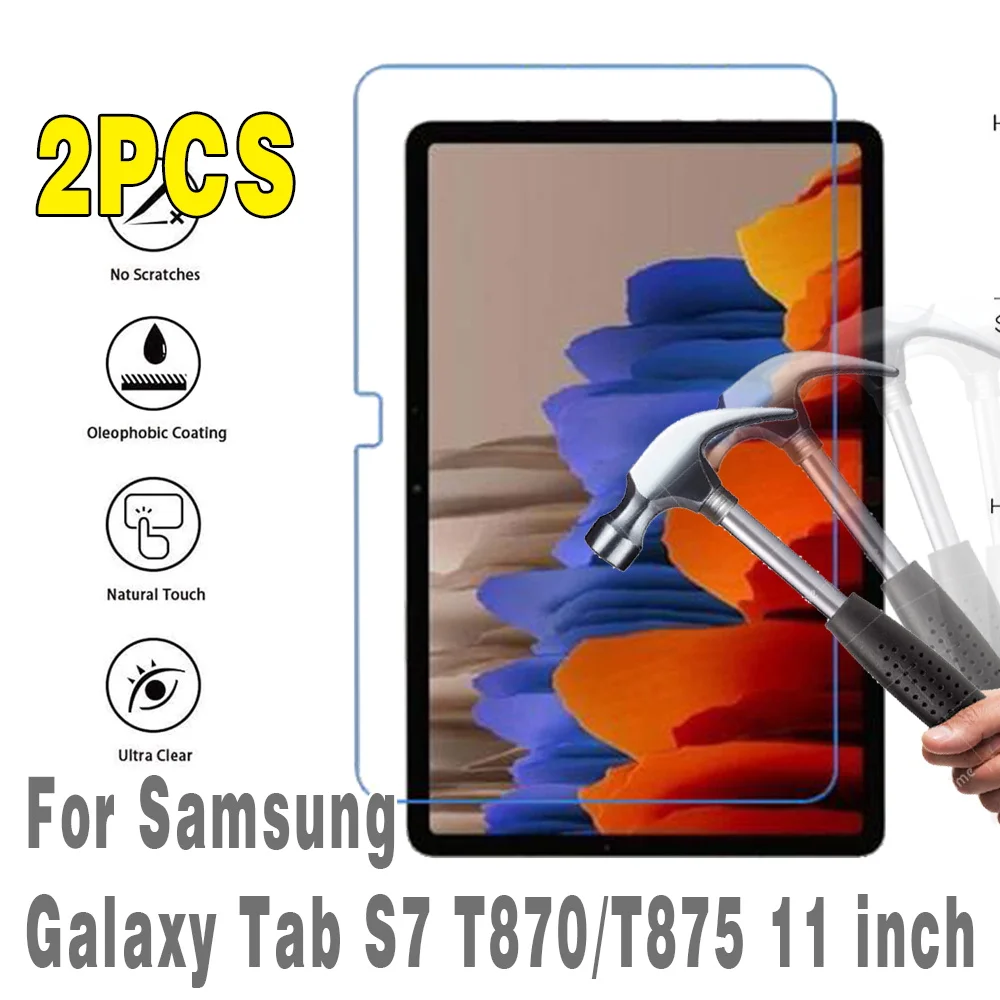 

2 Pcs Tempered Glass for Samsung Galaxy Tab S7 T870/T875 11 inch 0.3mm Tablet Screen Protector Film 9H HD Tempered Glass Cover